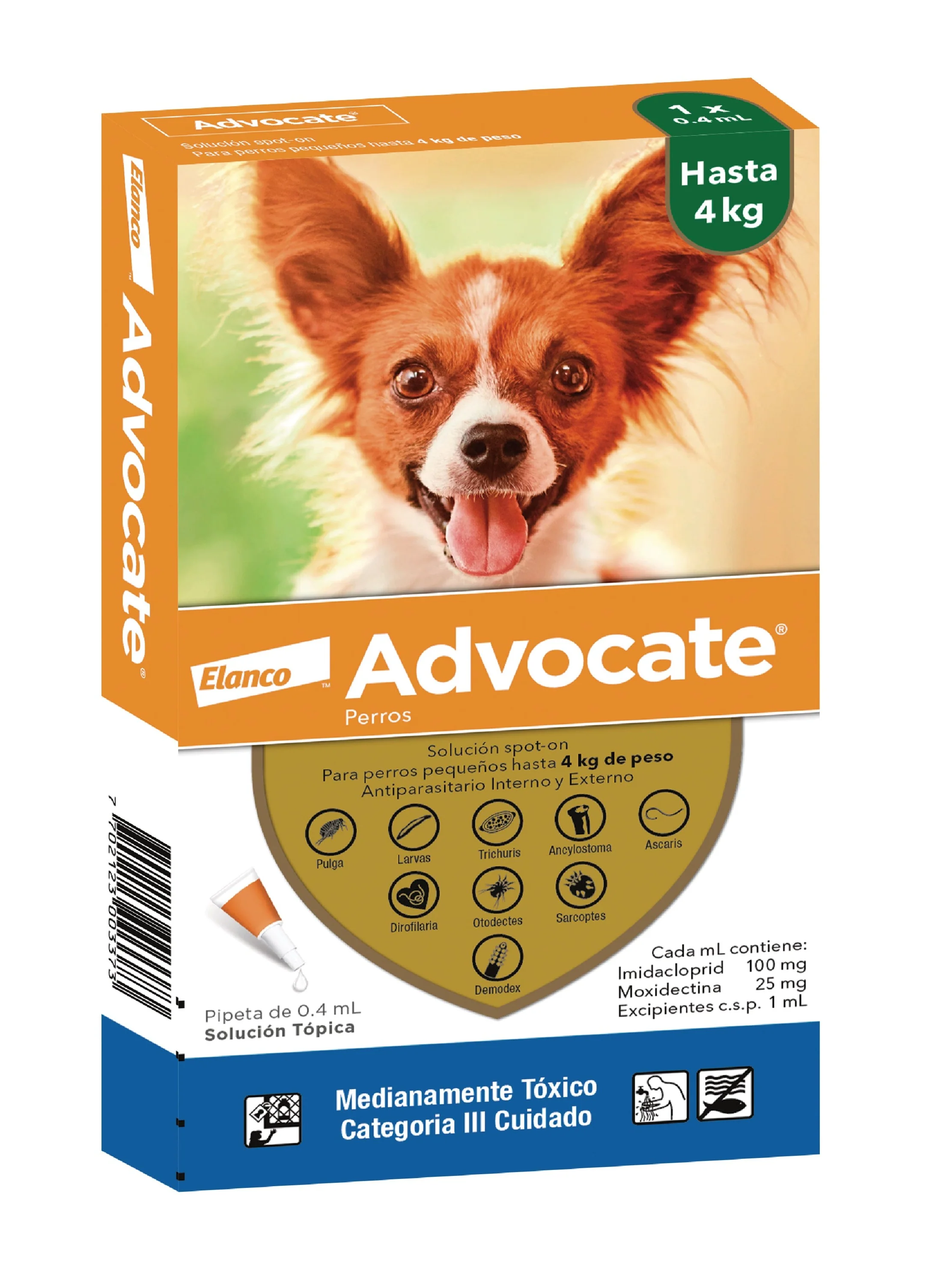 Antipulgas Y Garrapatas Perro Advocate 0.4 Ml De 0 - 4 Kg