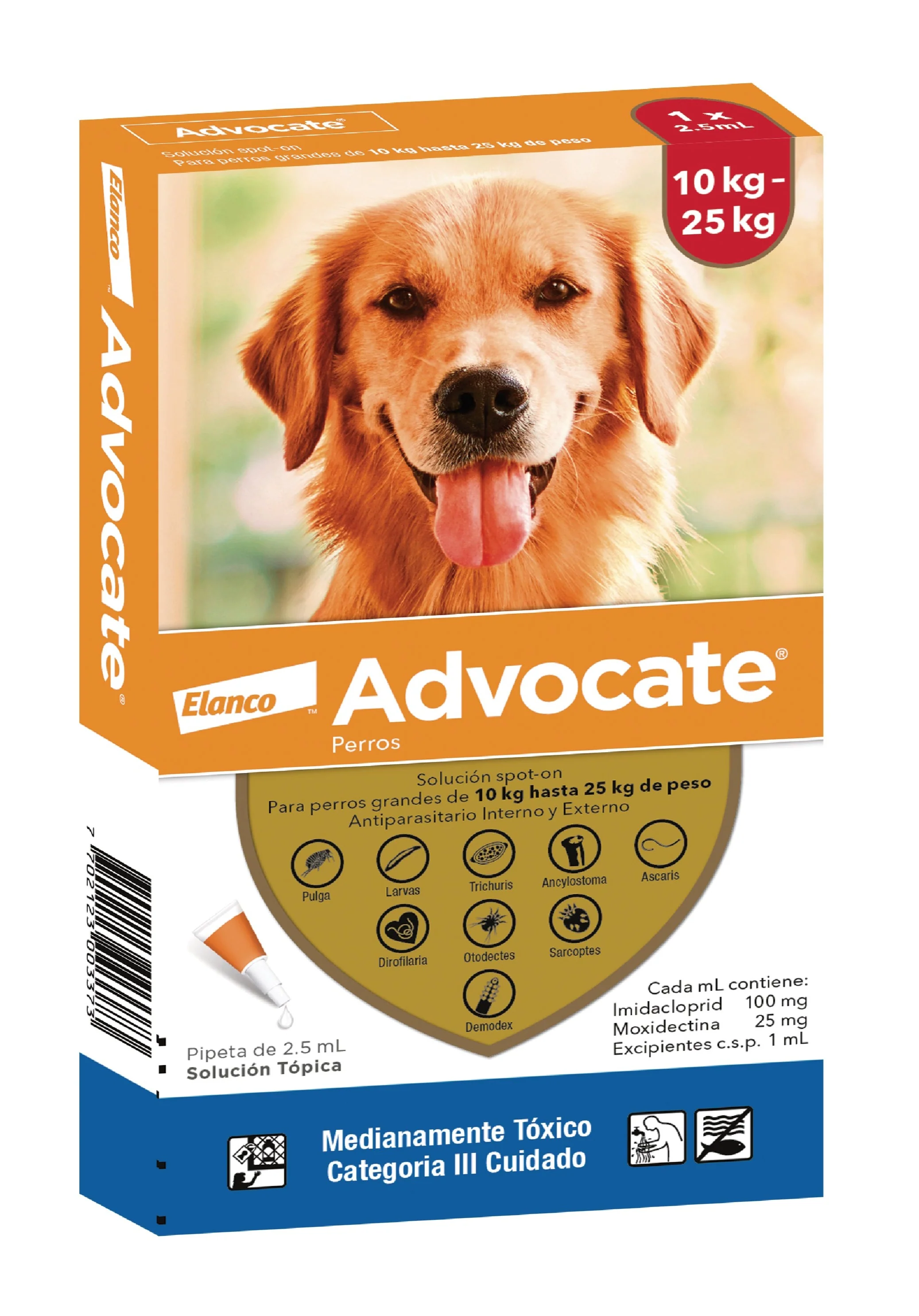 Antipulgas Y Garrapatas Perro Advocate 2.5 Ml 10 A 25 Kl