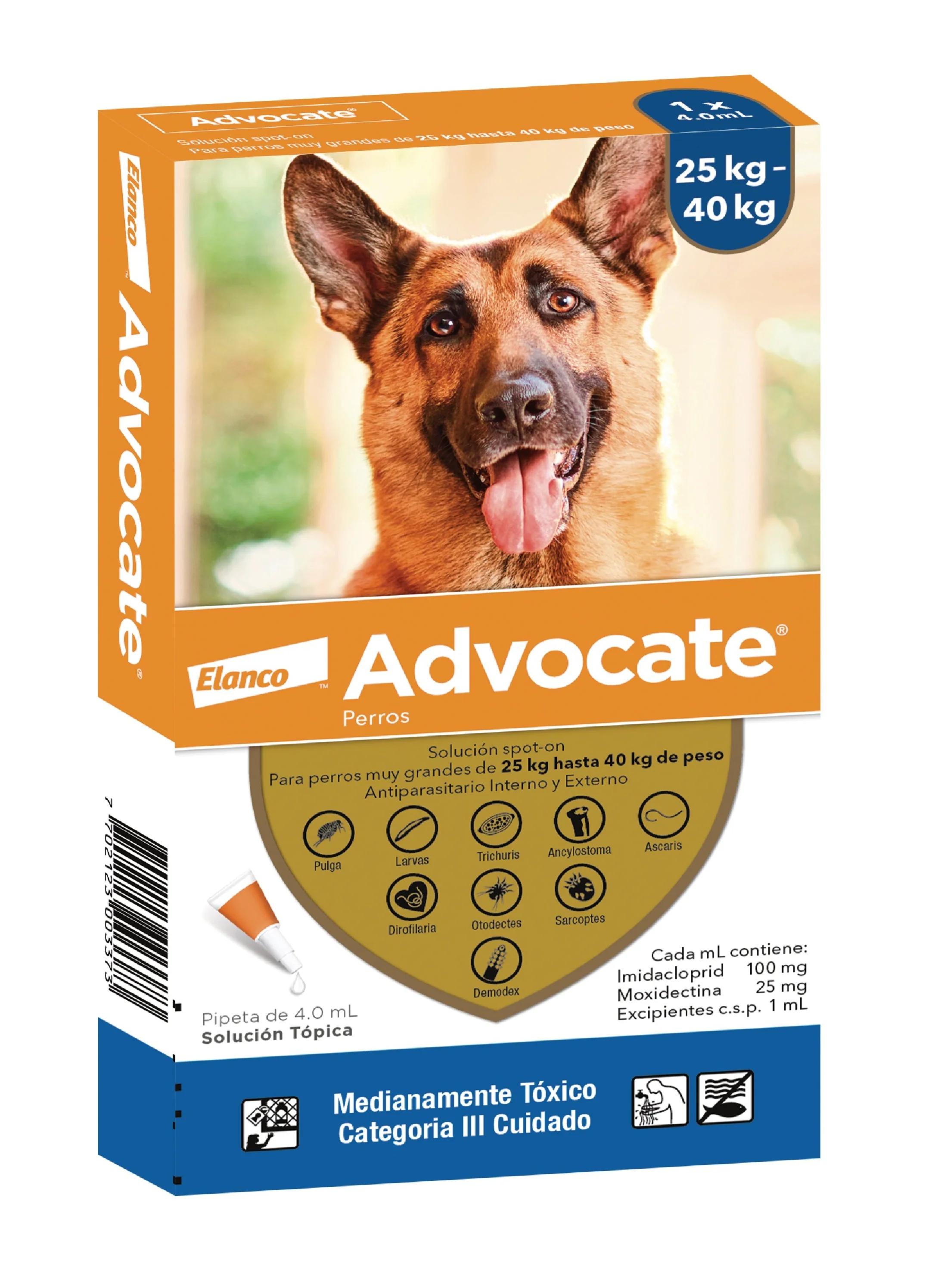 Antipulgas Y Garrapatas Perro Advocate 4.0 Ml 25 A 40 Kg