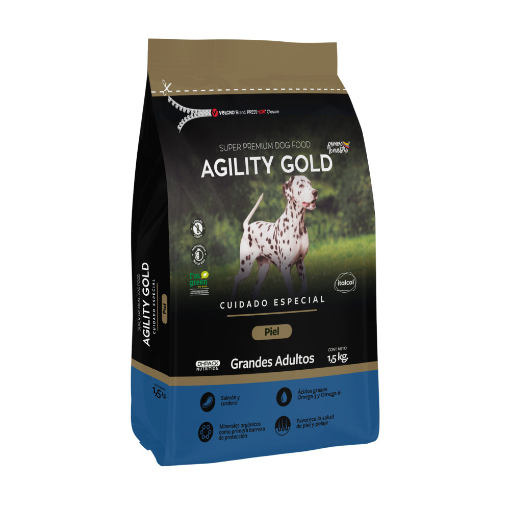 Comida Perro Agility Gold Adulto Razas Grandes Piel
