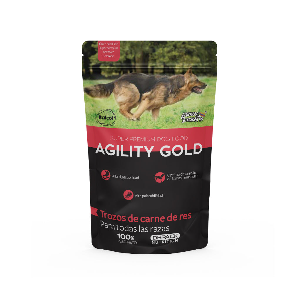 Comida Húmeda Perro Agility Gold Pouch Trozos De Carne 100 G