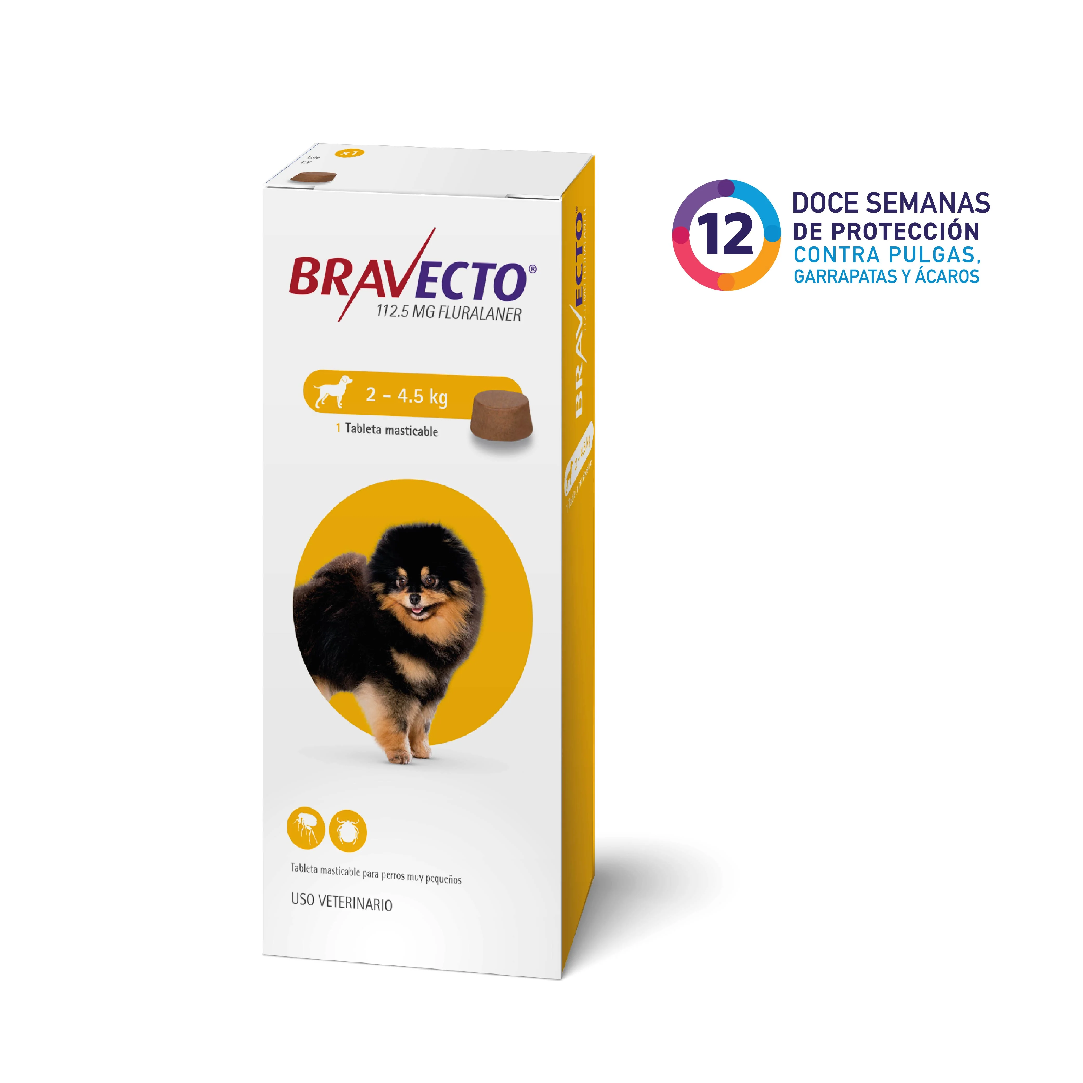 Antipulgas Y Garrapatas Bravecto 12 Semanas (2 A 4,5 Kg)