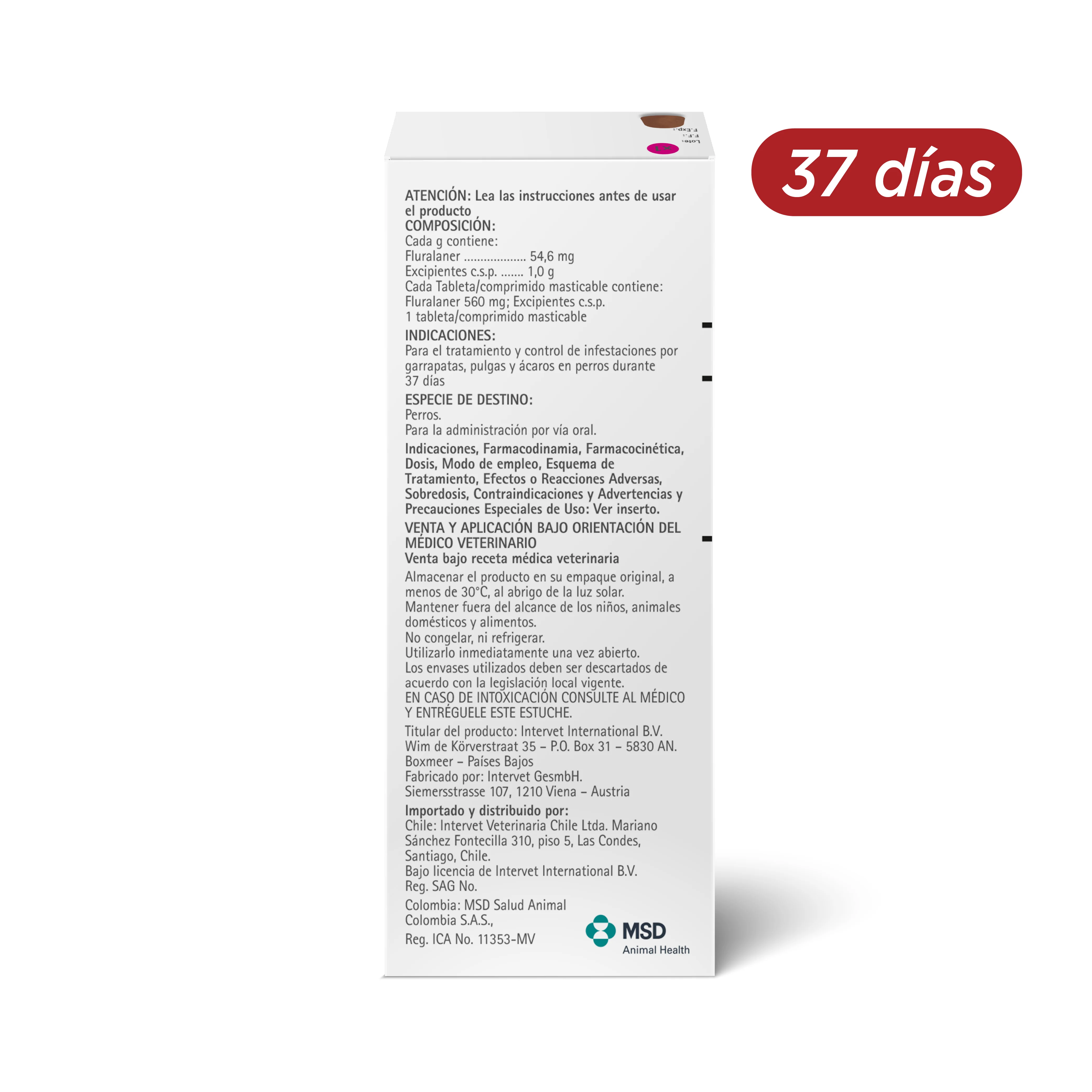 Antipulgas Y Garrapata Bravecto 37 Días (Perros 40 A 56 Kg) - Image 3