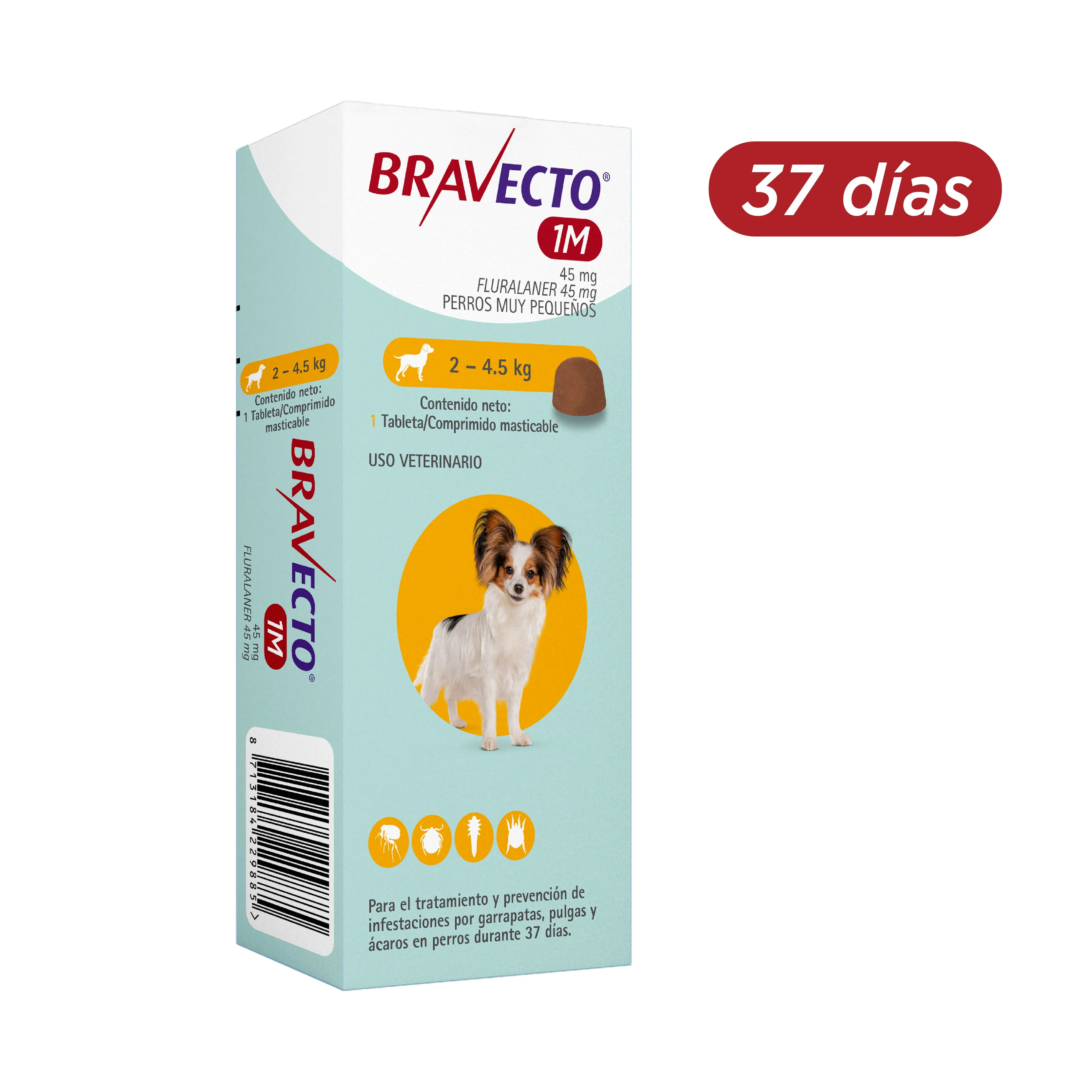 Antipulgas Y Garrapatas Bravecto 37 Días (Perros 2 A 4,5Kg)
