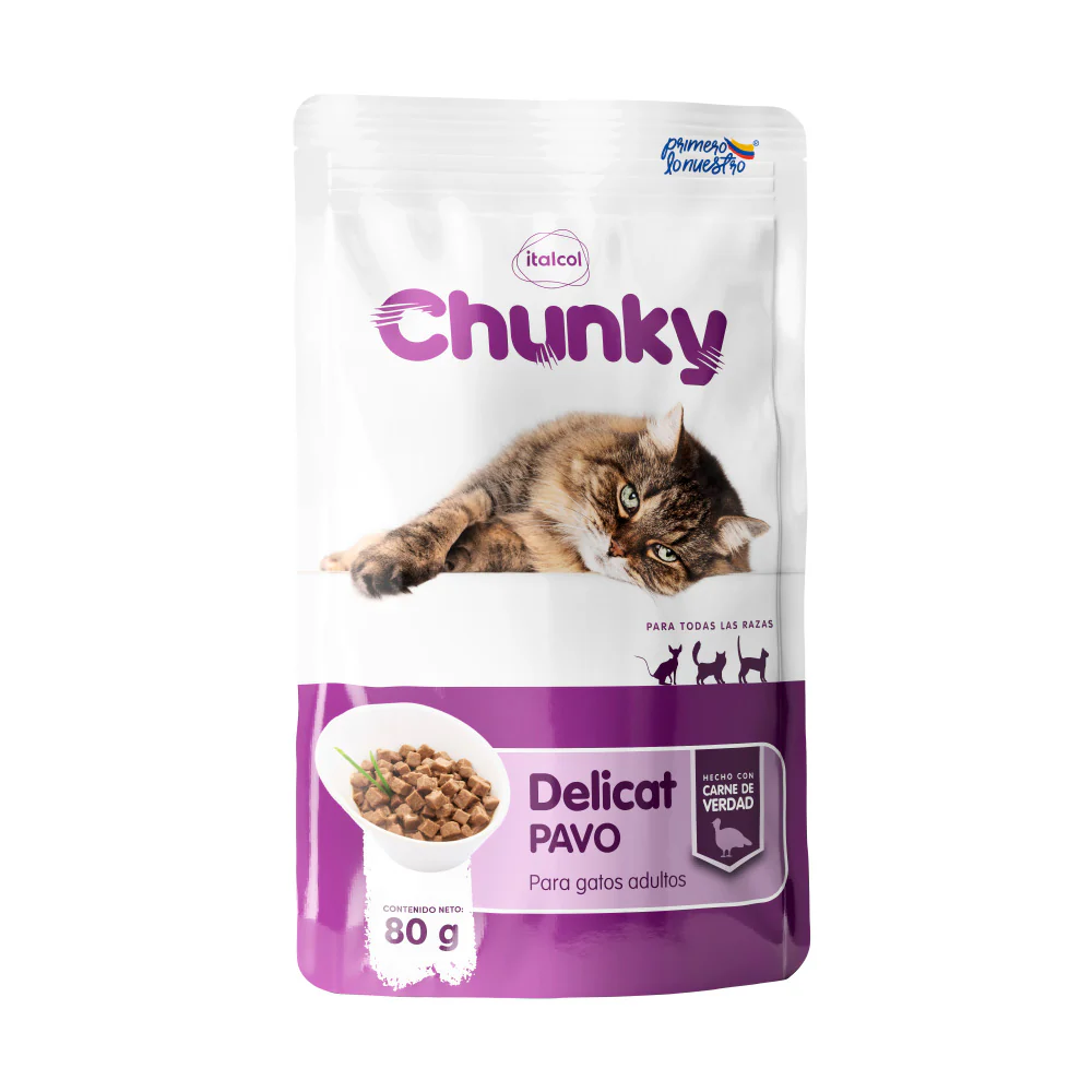 Comida Húmeda Para Gato Chunky Pouch Delicat Pavo 80 G