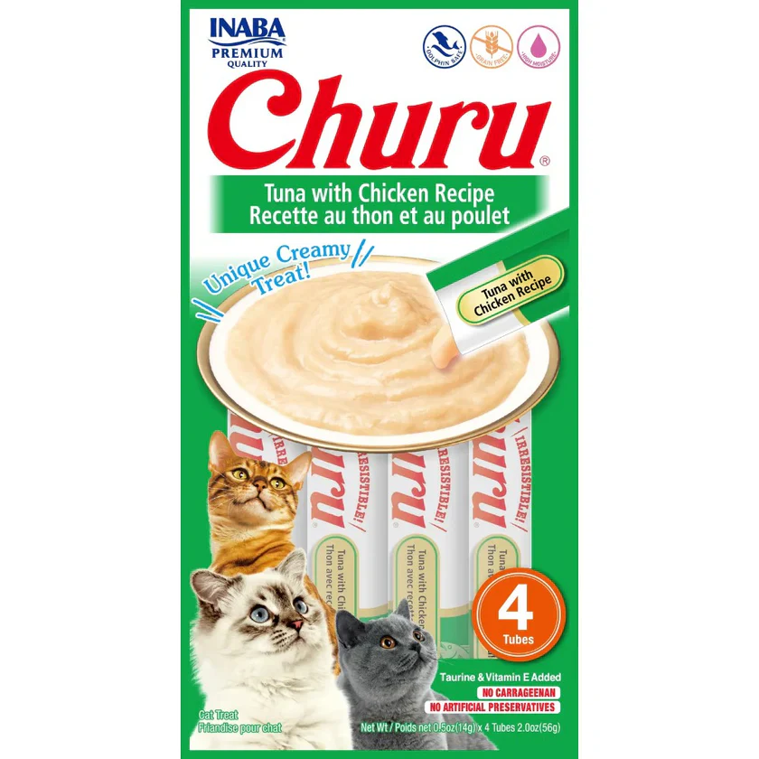 Snack Para Gato Churu Sabor Atún Y Pollo 56 Gr 4 Und