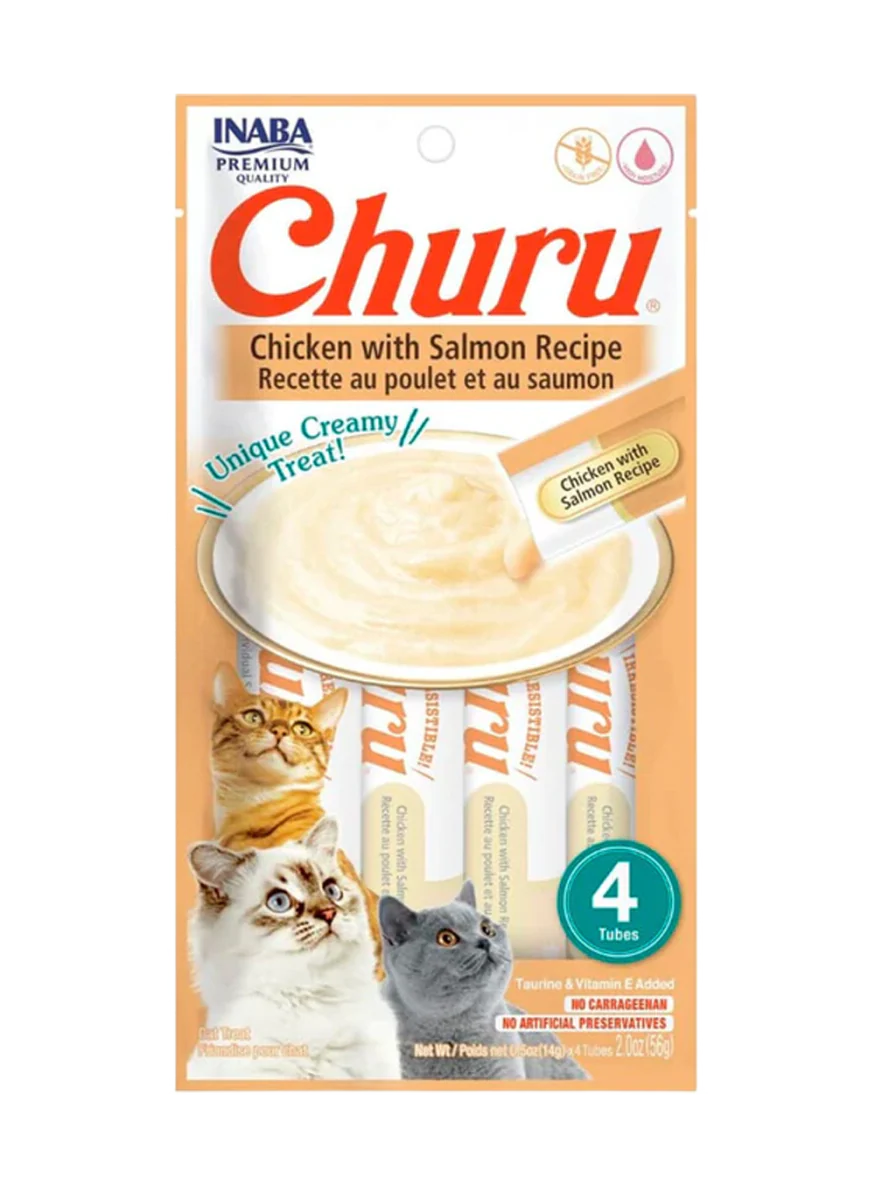 Snack Para Gato Churu Sabor Pollo Y Salmón 56 Gr 4 Und