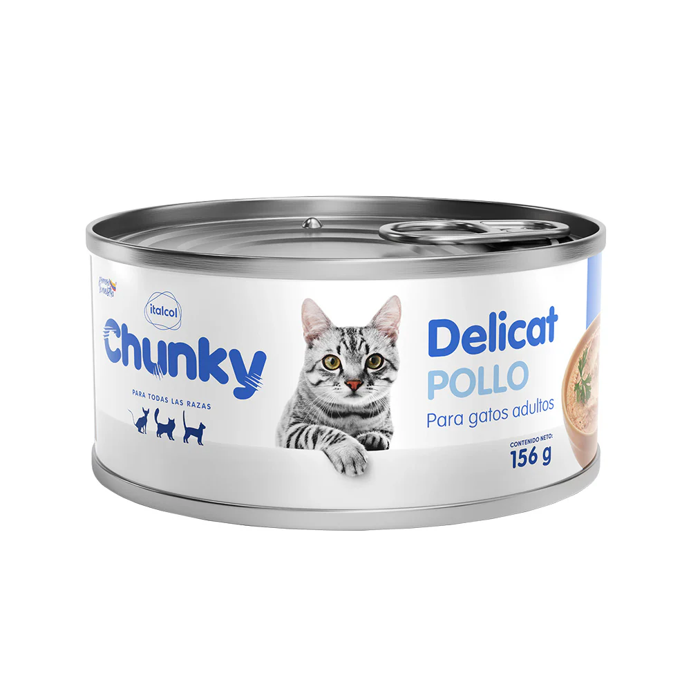 Comida Húmeda Para Gato Chunky Delicat Pollo Lata 156g