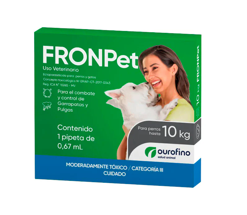 Antipulgas Garrapatas Perro Fronpet X 0.67 Ml Hasta 10 Kg