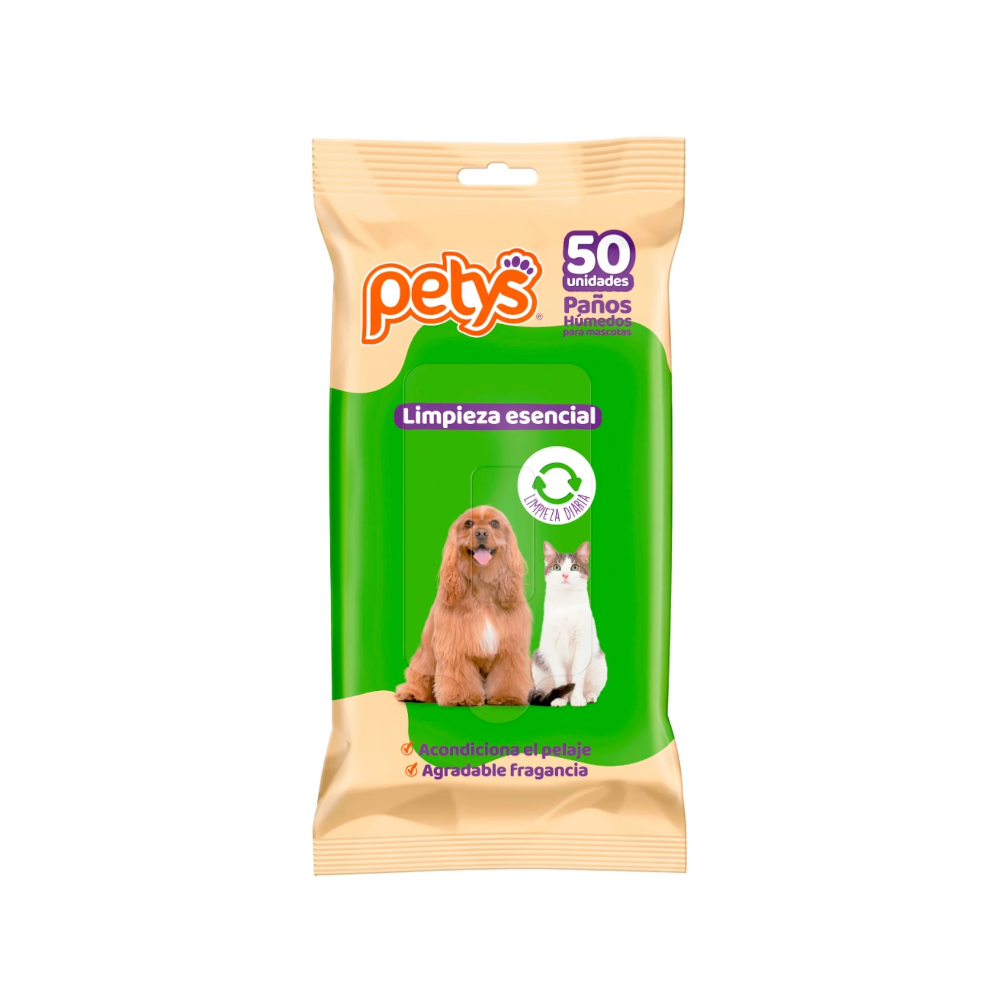 Paños Húmedos Para Perro Y Gato Petys Esencial X 50 Unds