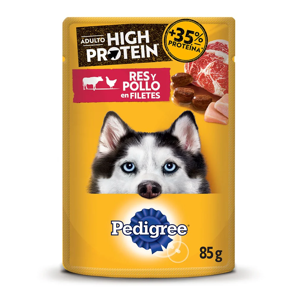 Comida Húmeda Perro Pedigree Pouch High Protein Res 85g