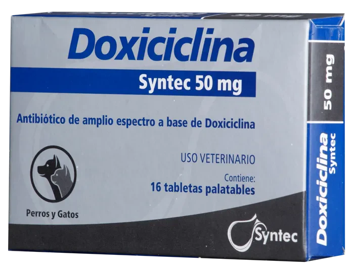 Antibiótico Doxicilina Perros Y Gatos 50 Mg Caja X 16tab