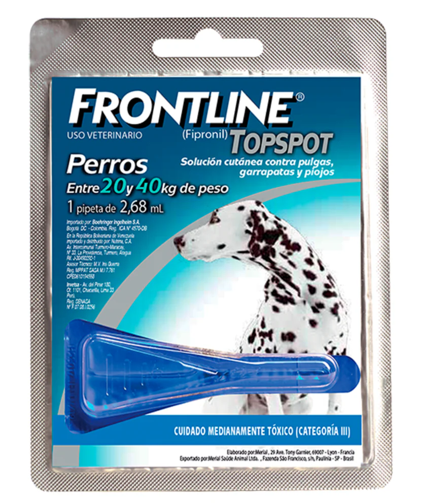 Antipulgas Y Garrapatas Perro Frontline Pipeta 20 A 40 Kg