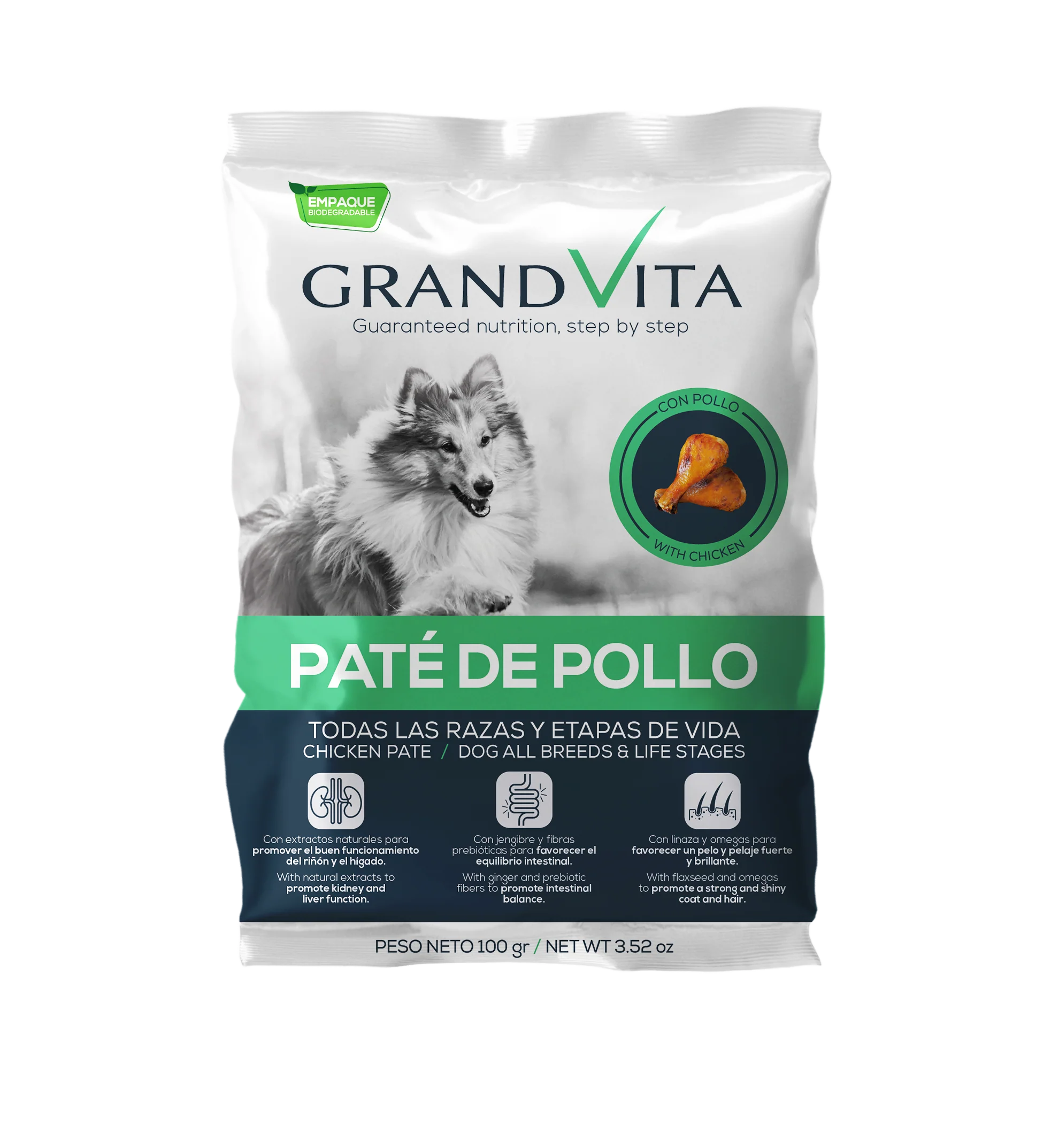 Comida Húmeda Para Perro Grand Vita Paté De Pollo 100g