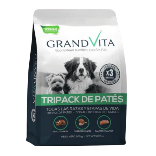 Comida Húmeda Para Perro Grand Vita Tripack Patés 300g