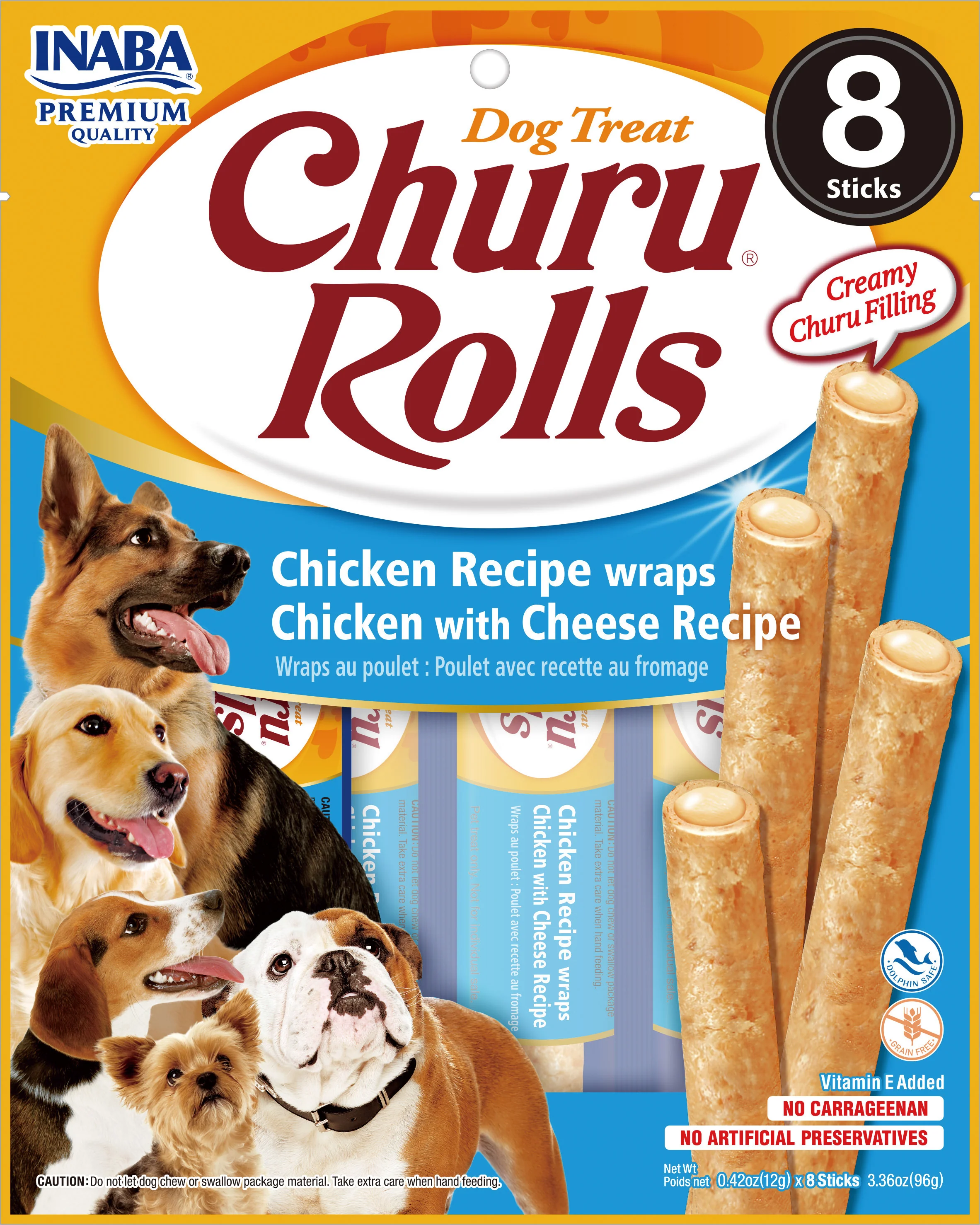 Snack Para Perro Dog Churu Rolls Chicken Cheese 8 Und