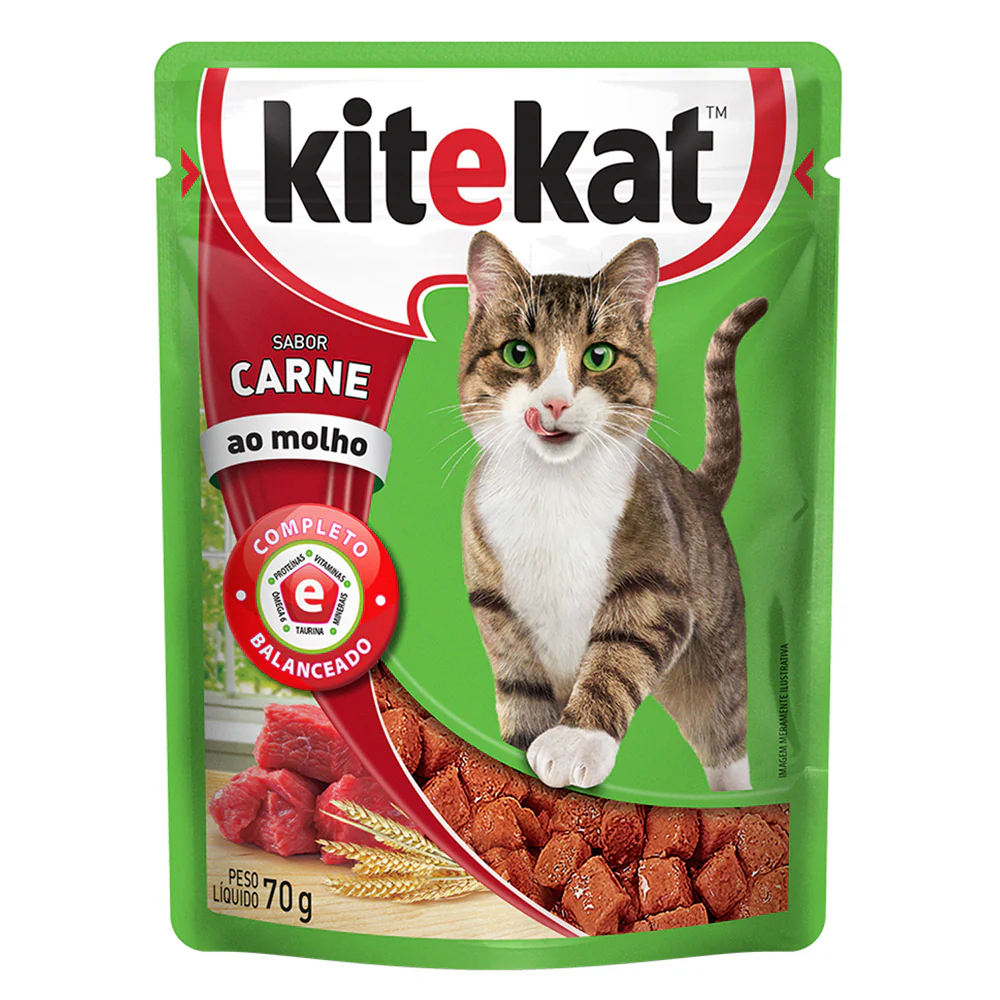 Comida Húmeda Para Gato Adulto Kitekat Pouch Carne 70 G