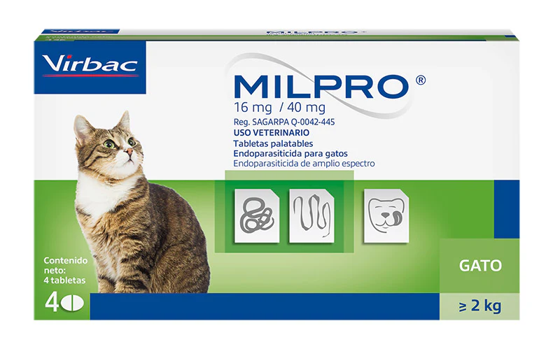Desparasitante Gato Adultos Milpro Caja X 4 Tab