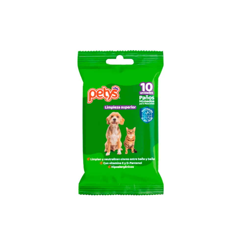 Paños Húmedos Para Perro Y Gato Petys X 10 Unds