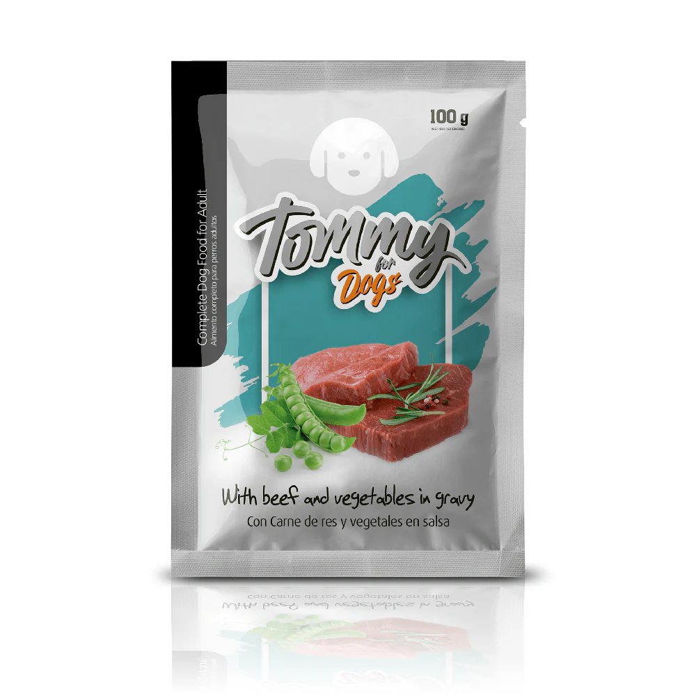 Comida Húmeda Para Perro Adulto Tommy Res Y Vegetales 100g