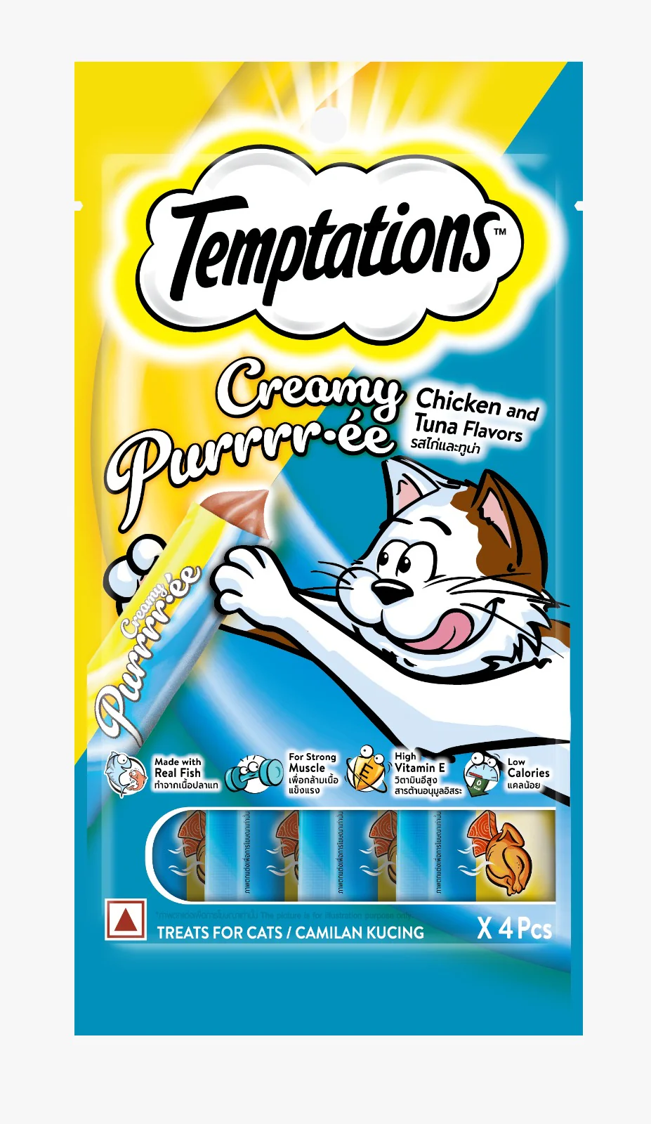 Temptations Snack Cremoso Para Gatos Pollo Y Atún 4 Und