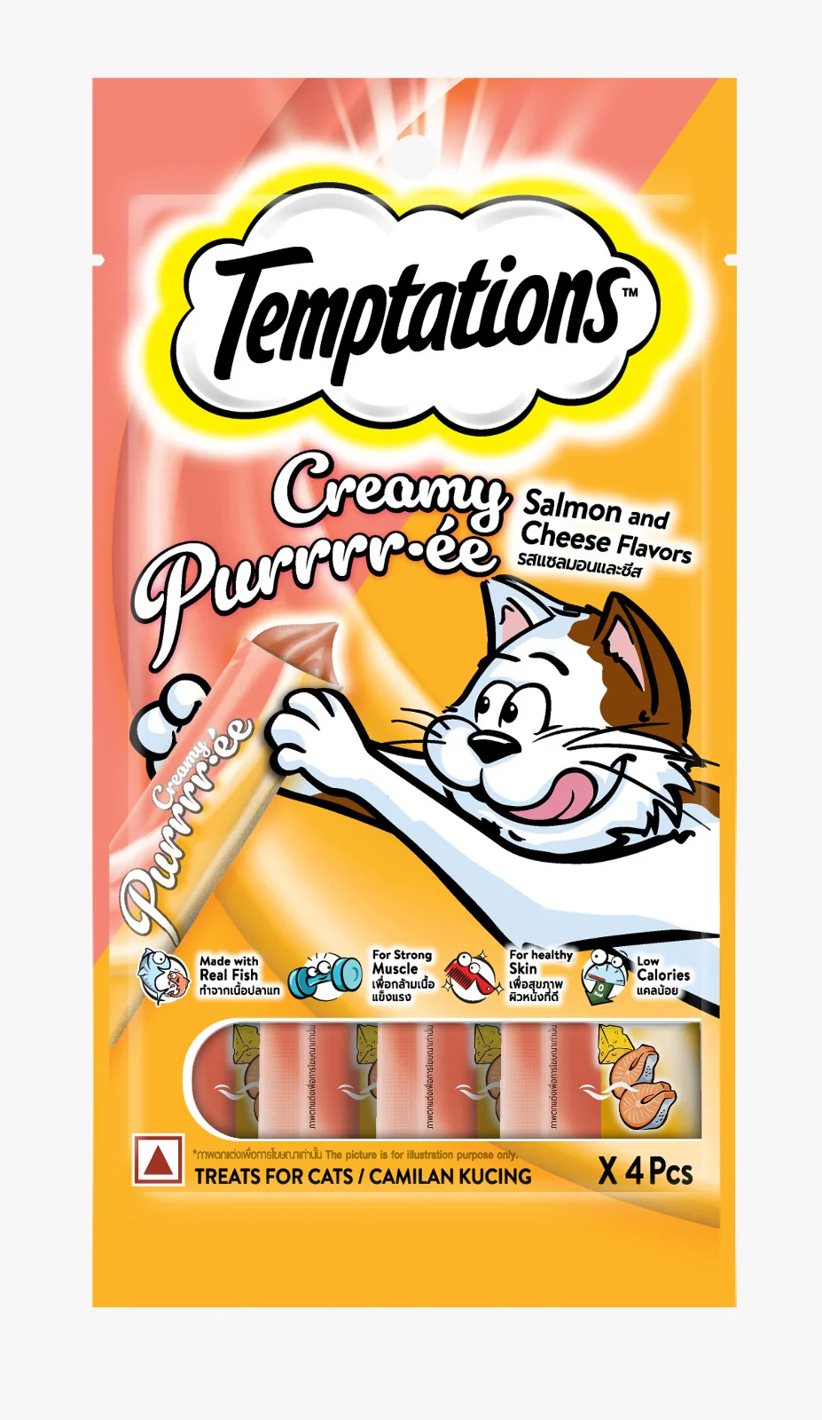 Temptations Snack Cremoso Para Gatos Salmón Y Queso 4Und