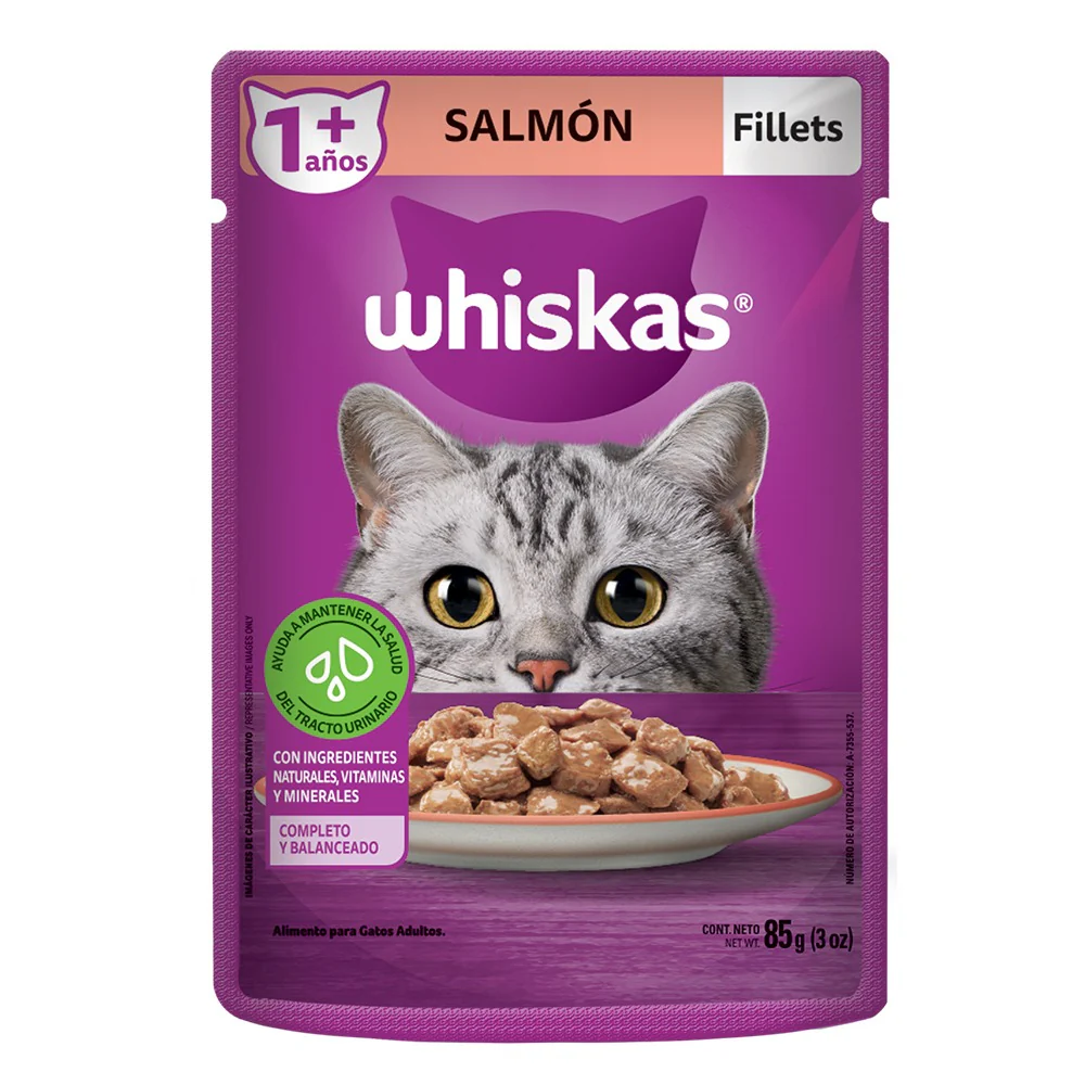 Comida Húmeda Para Gato Adulto Whiskas Pouch Salmon 85 G