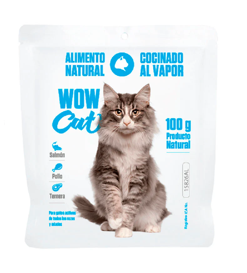 Comida Húmeda Para Gato Wow Cat Salmon, Pollo Y Ternera 100g